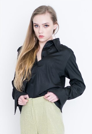 VINTAGE BLACK LONG SLEEVE RETRO SHIRT