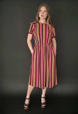 Petri Of Sweden Vintage 70's Stripe Short Sleeve Dress