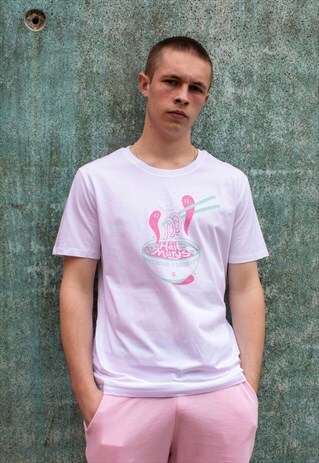 TSHIRT IN WHITE ORGANIC COTTON WITH 100HM GRAPHIC PRINT