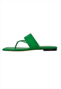 Green Flip Flops Flat Thong Sandals