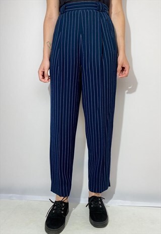 VINTAGE 90S WHITE STRIPED BLUE PANTS