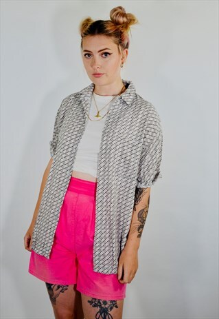 VINTAGE OVERSIZED PATTERN SHORT SLEEVE SUMMER PATTERN SHIRT