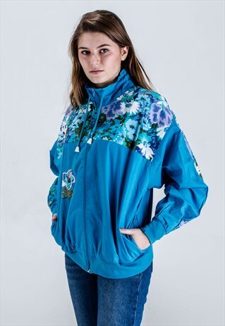 VINTAGE 90S FLORAL JACKET IN BLUE