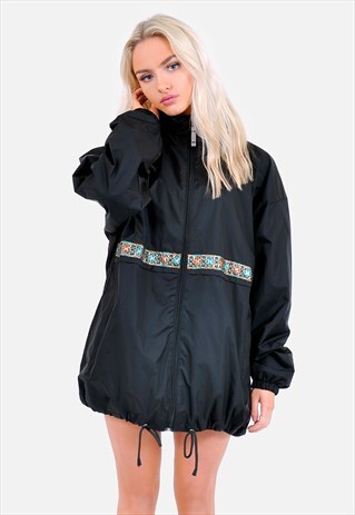OVERSIZED FESTIVAL WINDBREAKER JACKET W/EMBROIDRED DETAIL