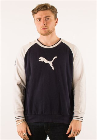 VINTAGE 90S NAVY WHITE PUMA CREWNECK SWEATSHIRT