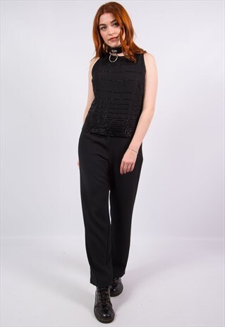 VINTAGE 90'S BLACK BEADED JUMPSUIT