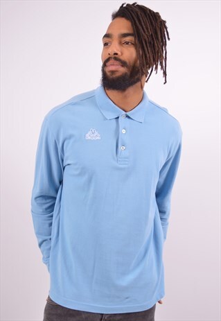 VINTAGE KAPPA POLO SHIRT LONG SLEEVE BLUE