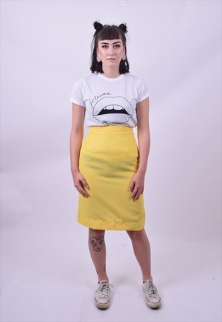 VINTAGE 80'S BRIGHT YELLOW PENCIL SKIRT SIZE 8 TO 10