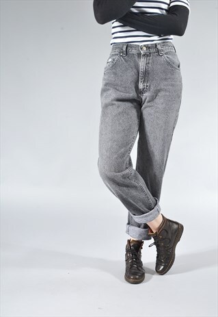 VINTAGE LEE CHARCOAL GREY TAPERED MOM JEANS