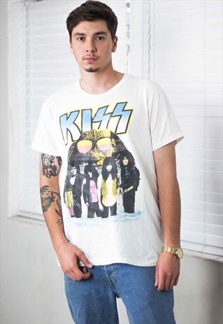 VINTAGE KISS ROCK TOUR BAND T-SHIRT LOGO 90S XL 5.3