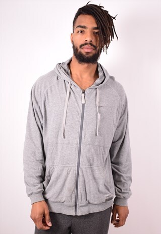 NIKE MENS VINTAGE HOODIE SWEATER LARGE GREY 90S
