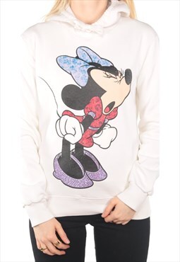 Disney  - White Printed Minnie Hoodie - Large