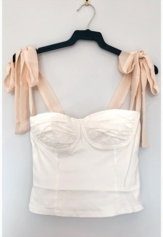 CREAM TIE BUSTIER TOP