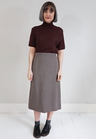 VINTAGE 90'S DUSTY PINK GREY MIDI PENCIL SKIRT
