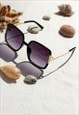 BLACK ROUNDED SQUARE SCREW DETAIL SUNGLASSES