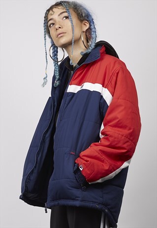 VINTAGE 80'S TRICOLOUR FILA PUFFER JACKET