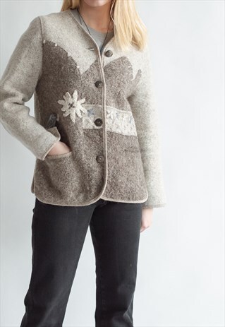VINTAGE 80S GRAMMAS FLORAL WOOL CARDIGAN JACKET