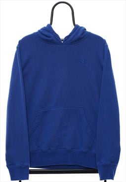 Vintage Champion Logo Blue Hoodie Womens