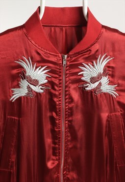 Vintage Kawi Jamele Satin Embroidered Jacket Maroon