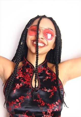 PINK LENS AVIATOR SUNGLASSES