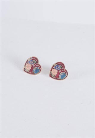 VINTAGE HEART PATTERN STUD EARRING