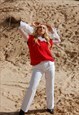 Vintage y2k crochet oversized unisex tailored jumper red