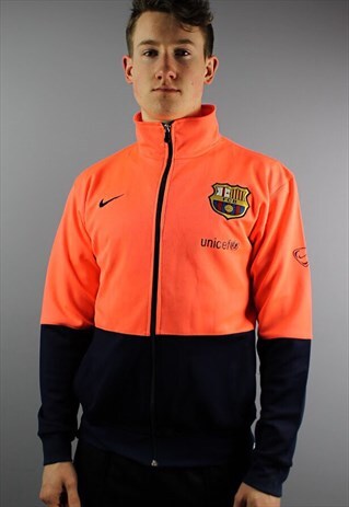 VINTAGE F.C. BARCELONA TRACK JACKET IN NAVY AND VIBRANT PINK