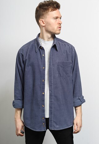 VINTAGE CORDUROY CORD SHIRT BLUE