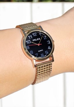 Gold Watch with Expander Strap