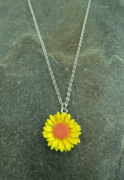 Sunflower Yellow Pendant Necklace