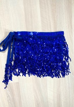 Blue Tassel Festival Mini Skirt