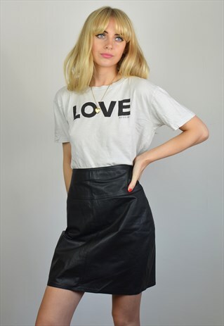 VINTAGE 90S BLACK LEATHER PENCIL SKIRT