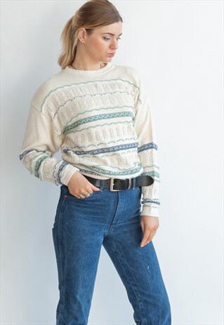 VINTAGE MINIMAL 80S PASTEL JUMPER IN TEXTURED KNIT