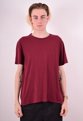 POLO RALPH LAUREN MENS VINTAGE T-SHIRT TOP XL MAROON 90S