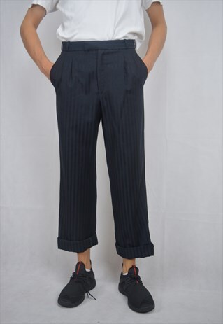 VINTAGE BLUE STRIPED CLASSIC TROUSERS