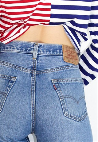 VINTAGE 80'S BLUE BLEACH STRAIGHT LEG LEVI JEANS
