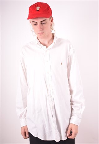 RALPH LAUREN MENS VINTAGE SHIRT LARGE WHITE 90S