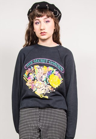 VINTAGE 90'S THE SECRET GARDEN BLACK SWEATER SWEATSHIRT