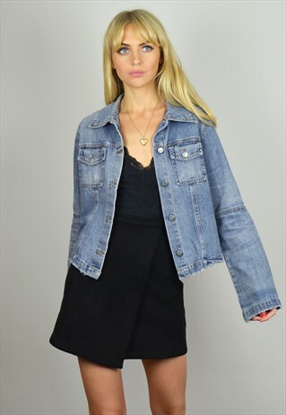 VINTAGE 90S LIGHT BLUE CROPPED DENIM JACKET
