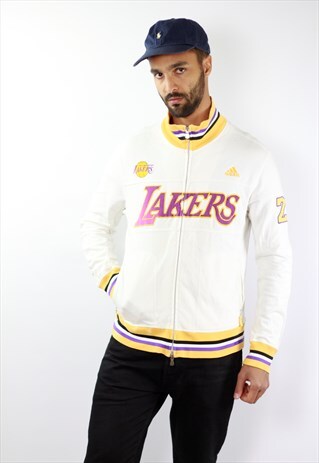 LAKERS SWEATSHIRT ADIDAS SWEATER WHITE LAKERS NBA