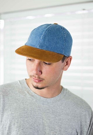 VINTAGE DENIM BASEBALL CAP HAT 90S X 2.7