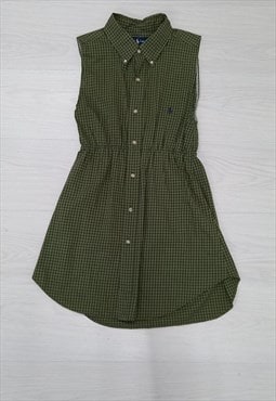 Y2K Ralph Lauren Shirt Dress Green Check Print