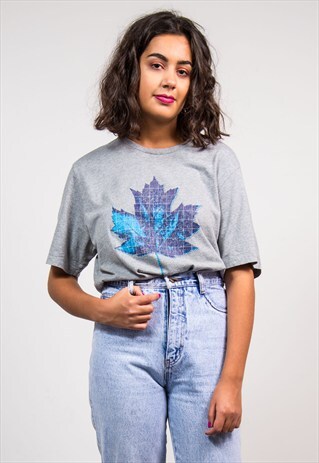 90'S VINTAGE GREY NIKE MAPLE LEAF T-SHIRT