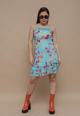 VINTAGE Y2K LACE TRIM LAYERED SPAGHETTI STRAP SLIP DRESS S