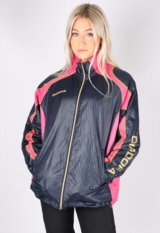 VINTAGE DIADORA JACKET OVERSIZED SHELL SUIT BOMBER XL 90S
