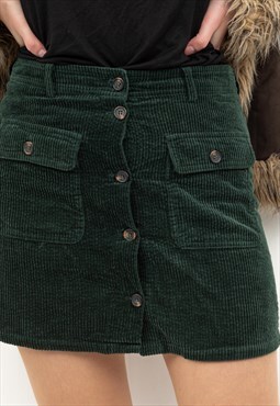 LA PETITE ETOILE Size 3 W33 Corduroy Mini A-Line Skirt Green
