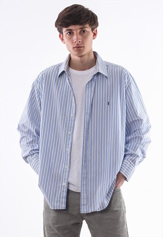 VINTAGE YVES SAINT LAURENT 90S WHITE BLUE STRIPED