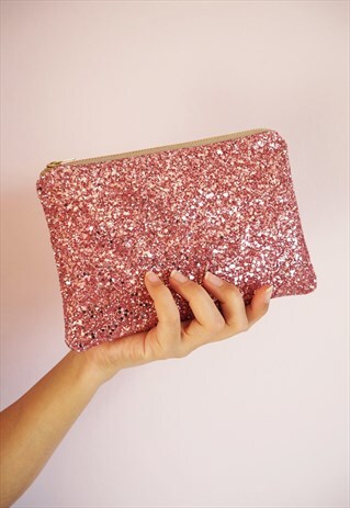 ROSE PINK GLITTER MAKEUP BAG