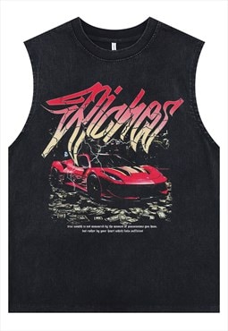 Racing car tank top surfer vest racing sleeveless t-shirt