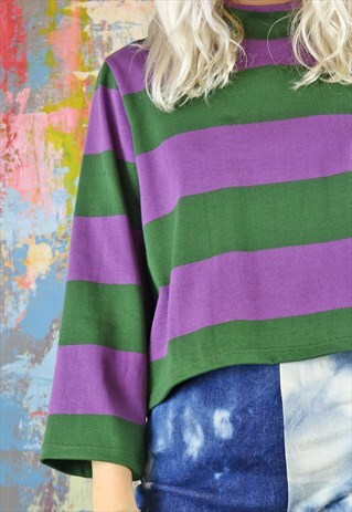 JUMPER IN PURPLE N GREEN STRIPES